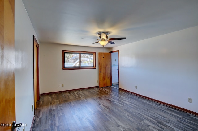 interior space featuring dark hardwood / wood-style floors and ceiling fan