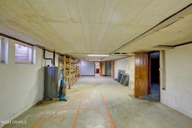 basement with water heater