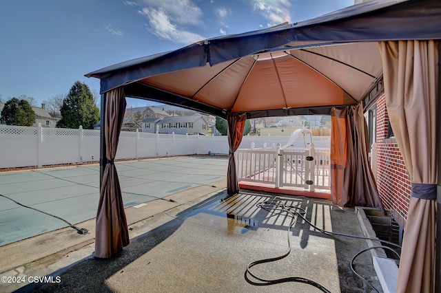 view of patio featuring a gazebo