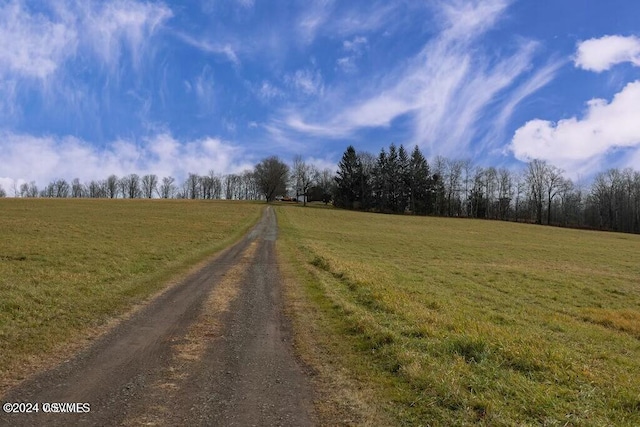 view of road with a rural view