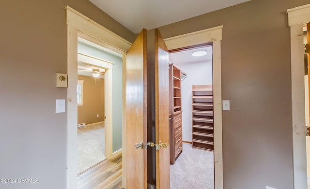 hall featuring light hardwood / wood-style floors