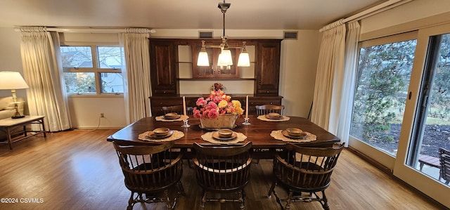 dining area featuring a healthy amount of sunlight and light hardwood / wood-style floors