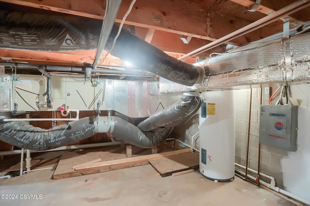 utility room featuring water heater