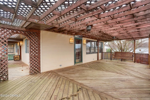 wooden deck with a pergola