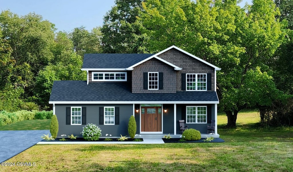 view of front facade featuring a front lawn