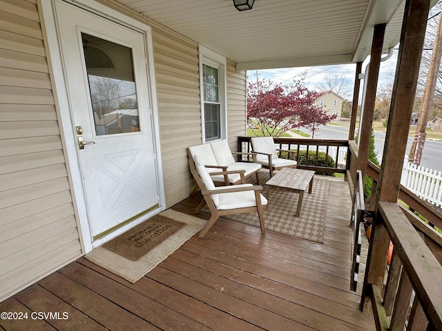 deck featuring covered porch