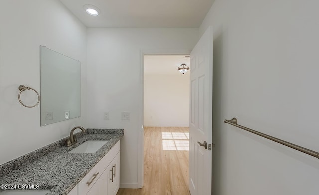 bathroom featuring vanity and wood-type flooring