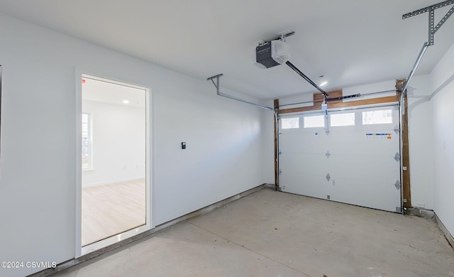 garage with a garage door opener