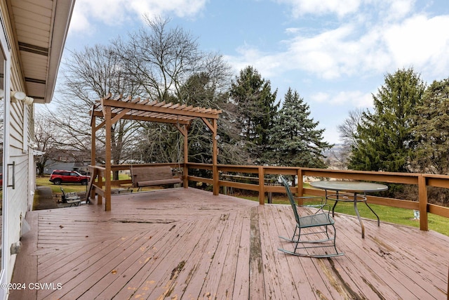 wooden terrace featuring a pergola