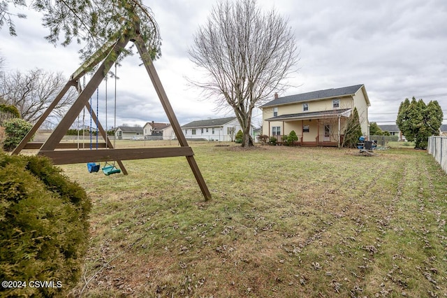 view of yard with a playground