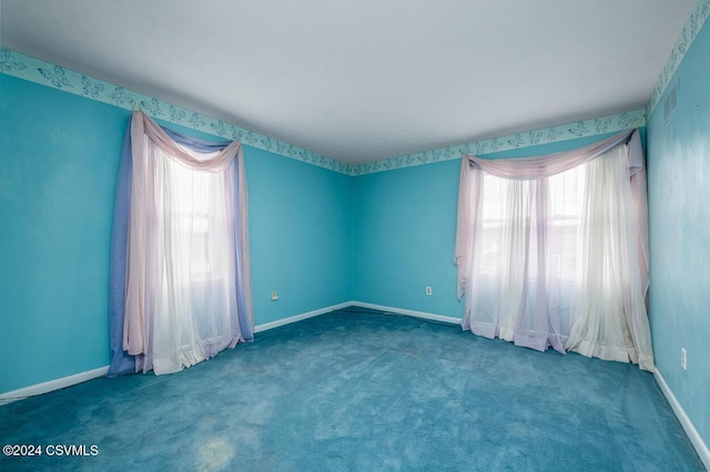 spare room featuring carpet flooring and plenty of natural light