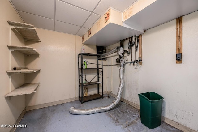 basement with a drop ceiling