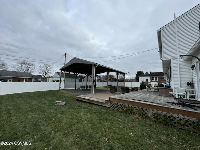 exterior space with a gazebo and a wooden deck