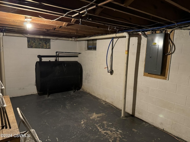 basement with electric panel