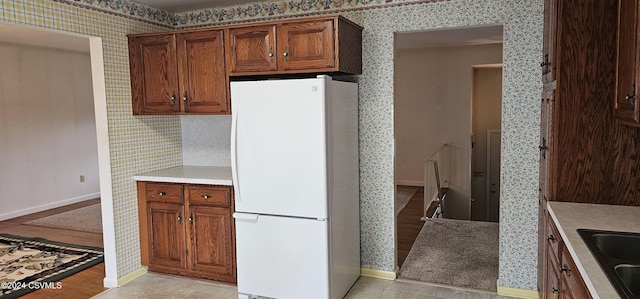 kitchen with white refrigerator