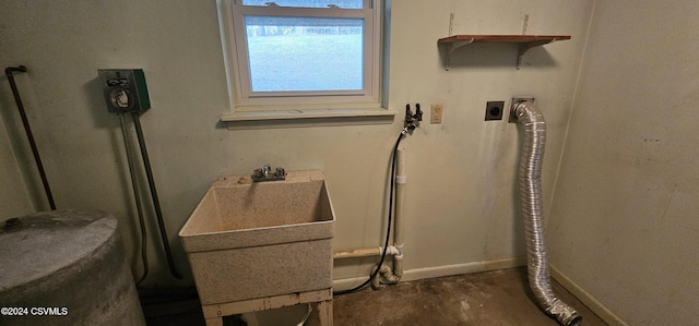 laundry area with hookup for an electric dryer and sink