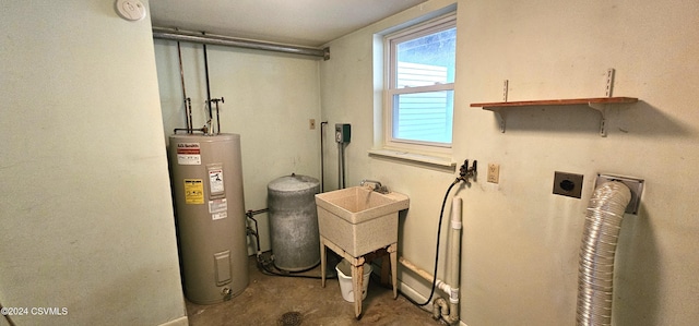 utilities featuring sink and water heater