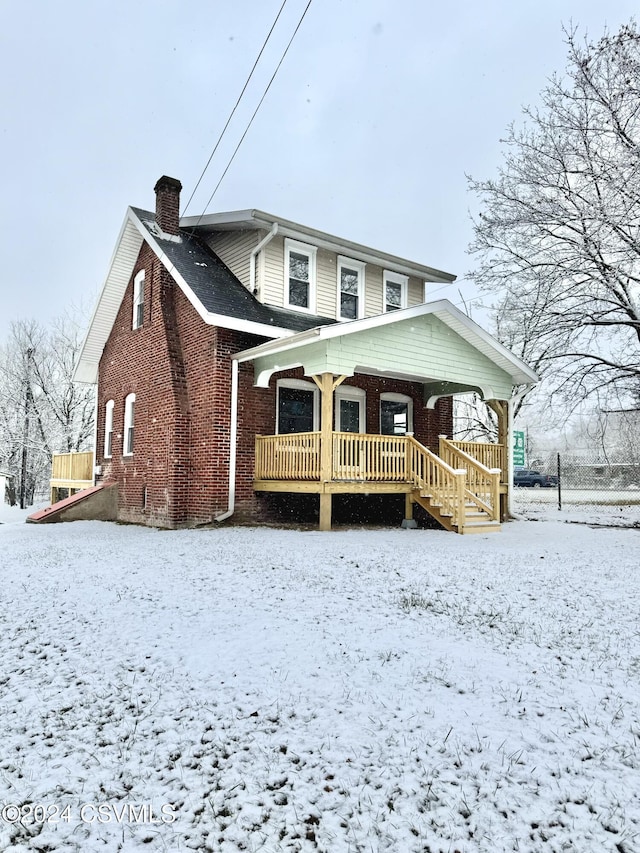 view of front of home featuring covered porch