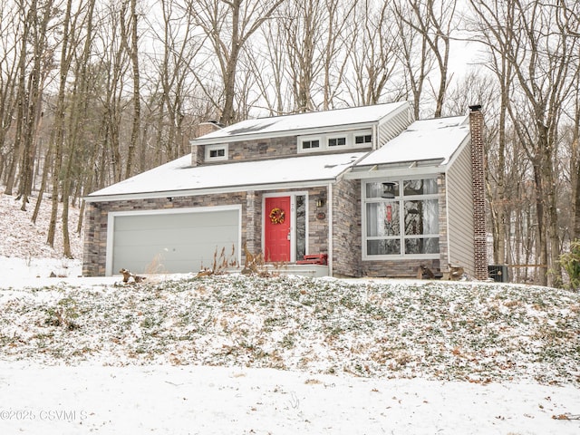 view of front of property with a garage