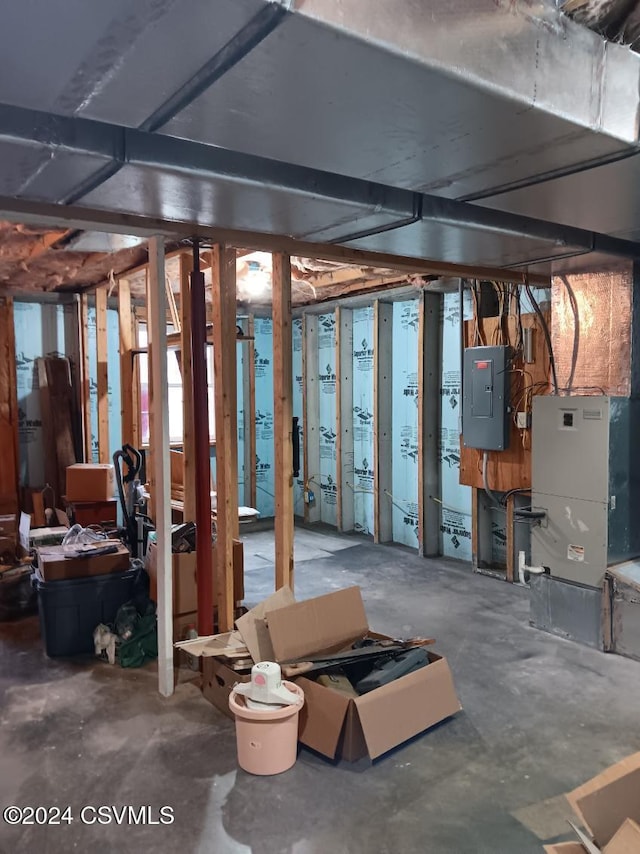 basement with electric panel