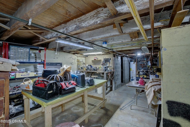 basement with water heater