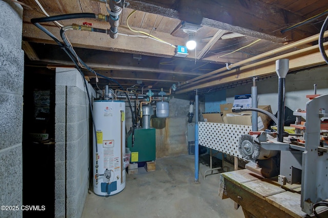 basement with gas water heater