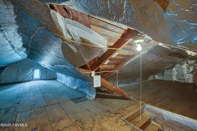 view of unfinished attic