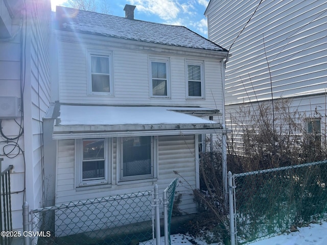 view of snow covered exterior