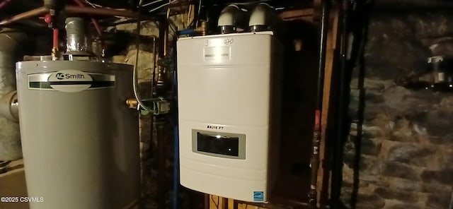 utility room with water heater