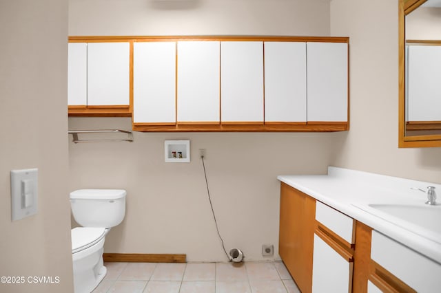 bathroom featuring tile patterned floors, toilet, and vanity