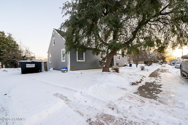 view of snowy exterior