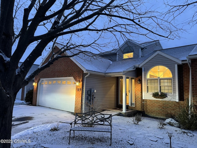 view of front of house with a garage