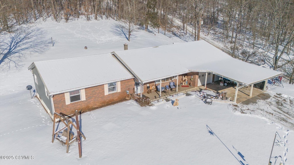 view of snowy aerial view