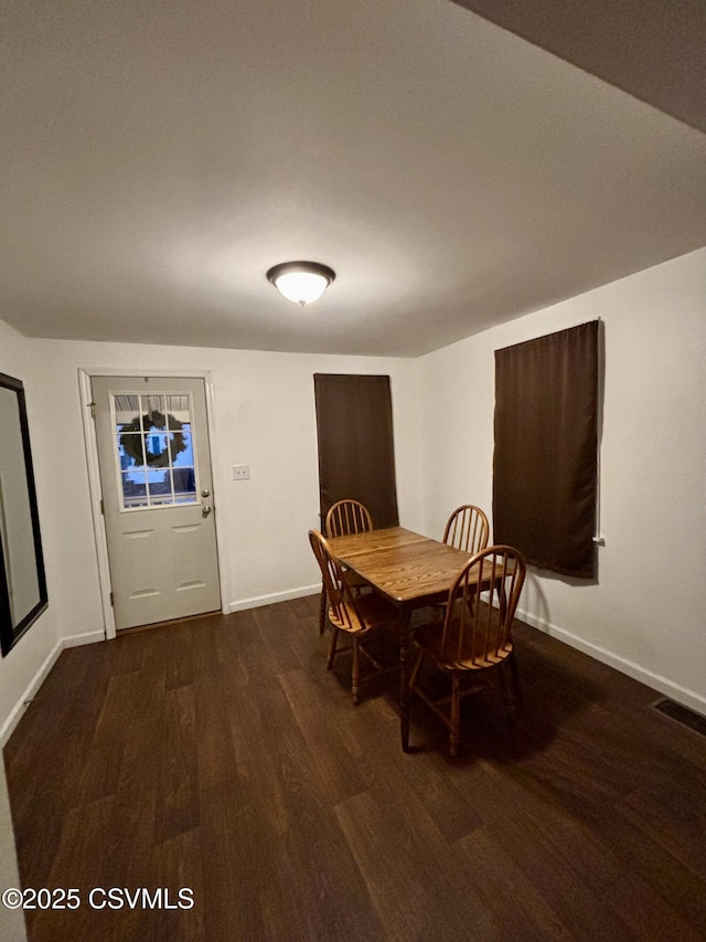 unfurnished dining area featuring dark hardwood / wood-style flooring