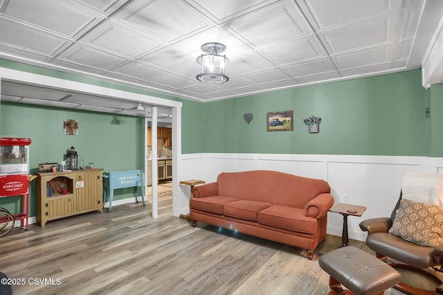 living room with hardwood / wood-style flooring