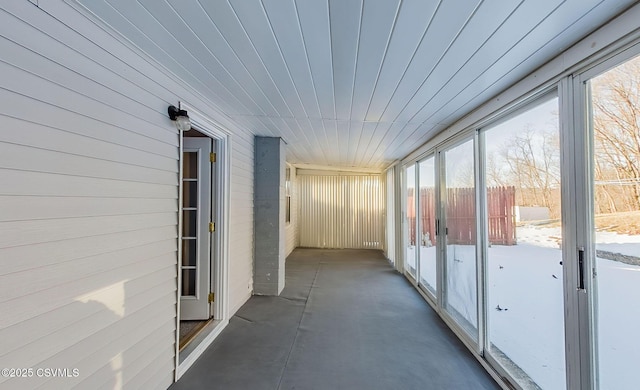 view of unfurnished sunroom