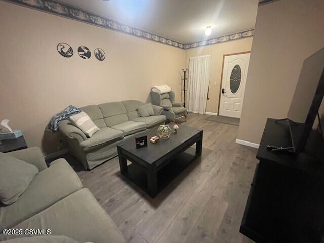 living room with hardwood / wood-style floors