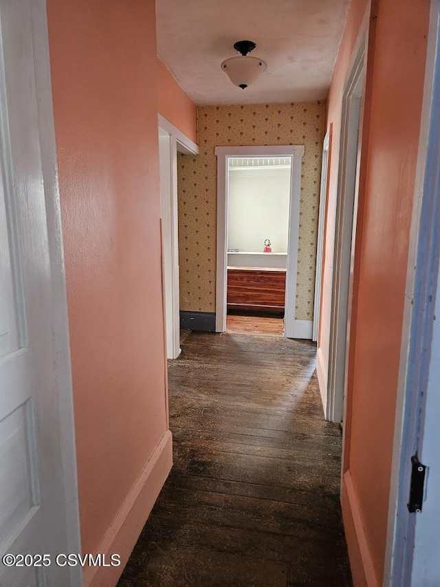 hall featuring dark wood-type flooring