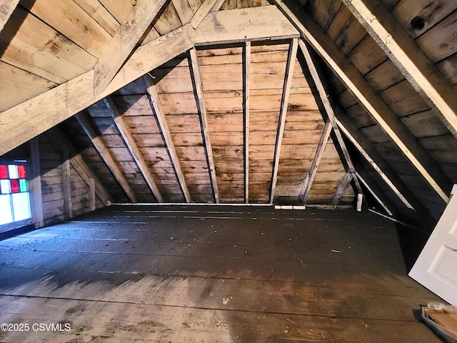 view of unfinished attic