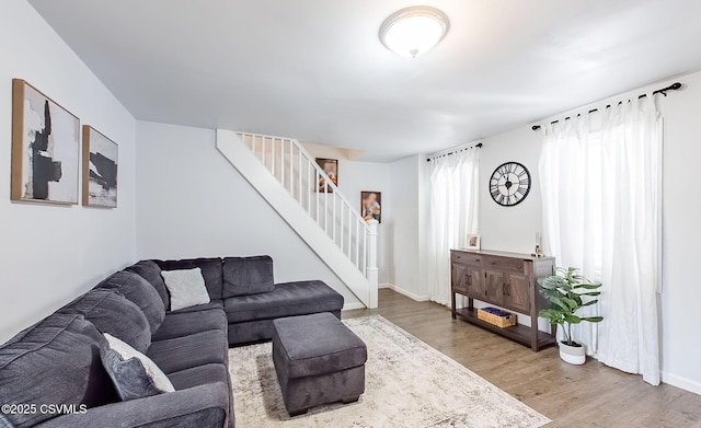 living room featuring light hardwood / wood-style flooring