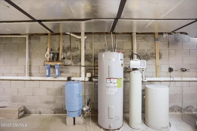 utility room with electric water heater