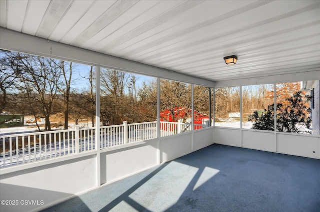 view of unfurnished sunroom