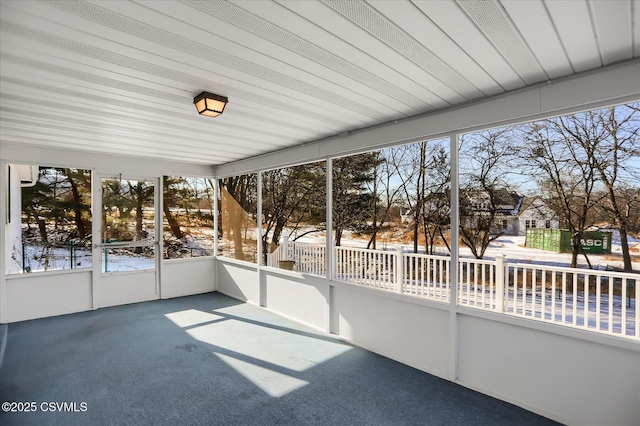 view of unfurnished sunroom