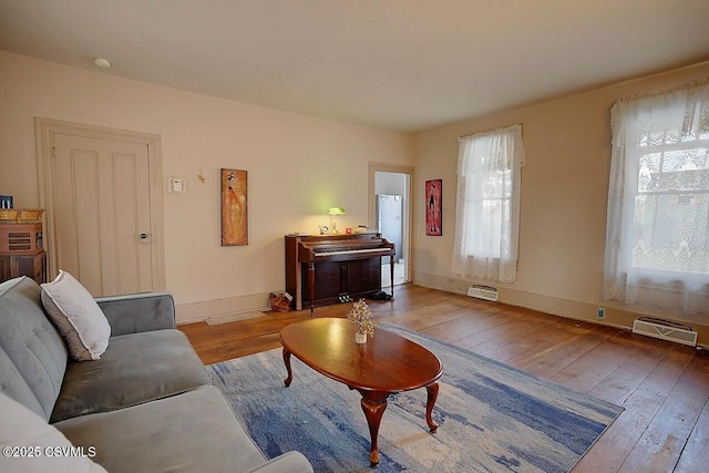 living room featuring light wood-type flooring