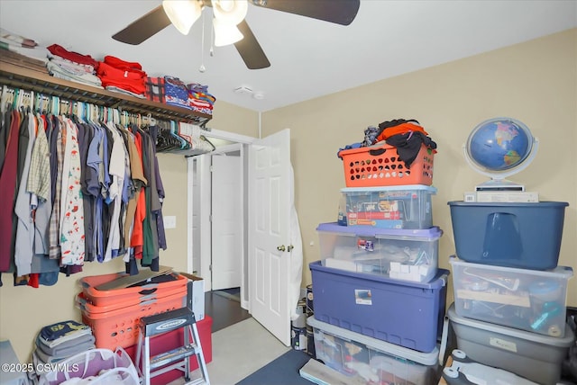 storage with ceiling fan