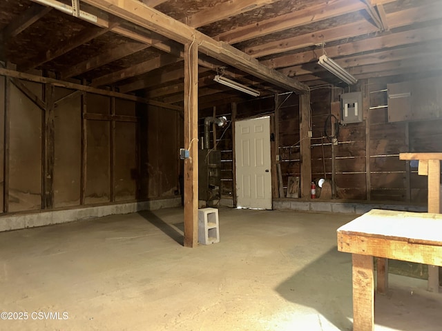 basement with electric panel