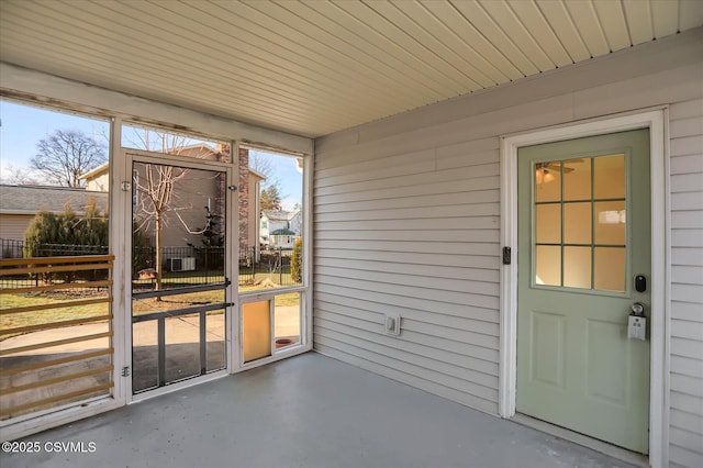 view of unfurnished sunroom