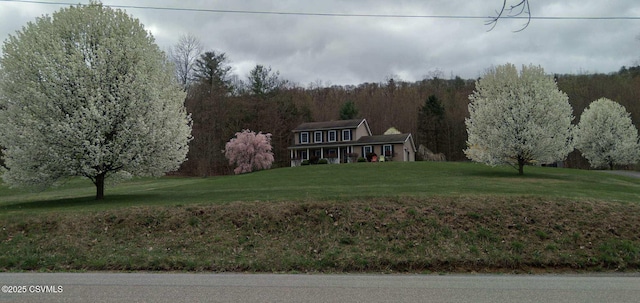 view of front of property featuring a front yard