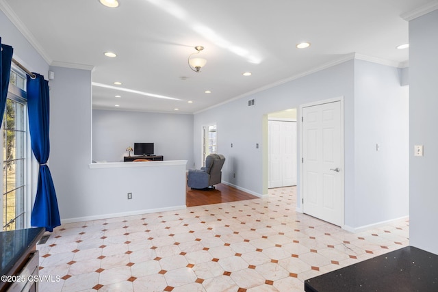 office area with crown molding