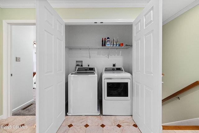 washroom with separate washer and dryer